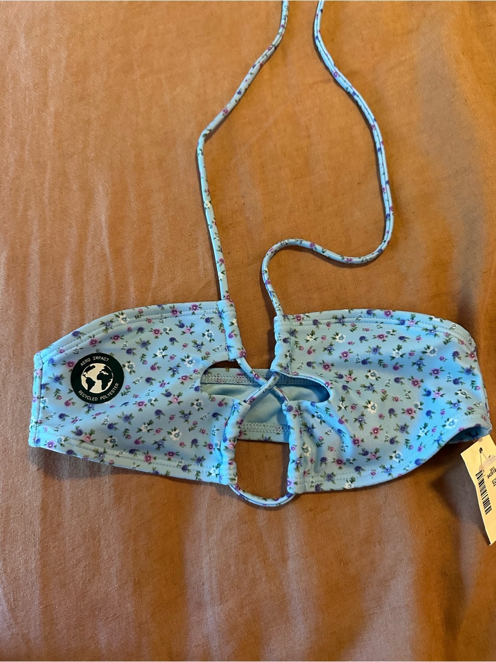 Aeropostale Light Blue Floral Bandeau Bikini Top